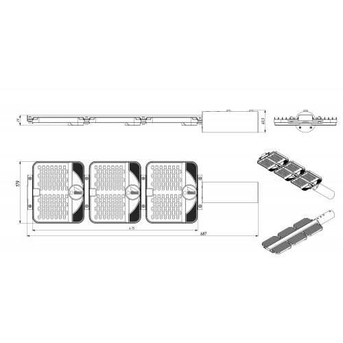 Уличный консольный светильник KASKAD-120 4000К КСС ША3 труба 48 мм