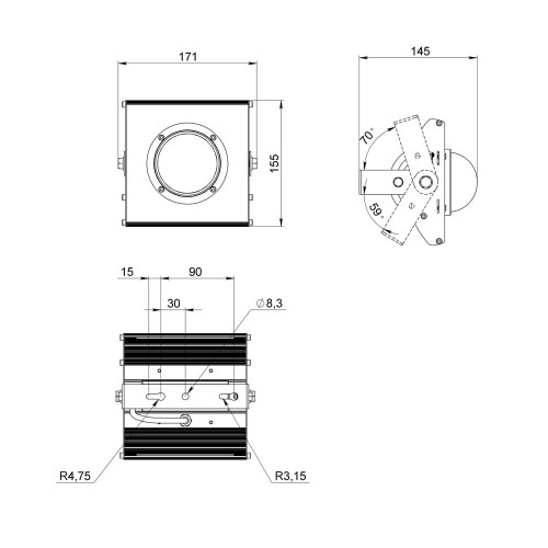 Низковольтный прожектор Лира 002 20 3Y 36V DC/AC 745 140x85 град.