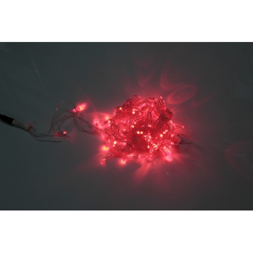 Светодиодная гирлянда статичного свечения LED-PLS-100-10M-240V-R/C-W/O, Красная/прозрачны провод, соединяемая (без силового шнура) С КОЛПАЧКОМ