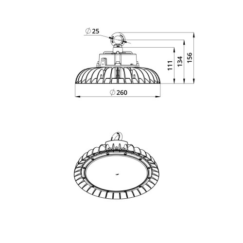 Промышленный подвесной светильник 50 Вт 3000К 120 градусов IP67